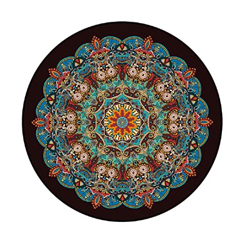 ZSSZO Large Mandala Rugs Boho Round Floor Mat for Living Dining Room Washable Bohemian Circle Area Rug for Bedroom Home Decor,Diameter 5'