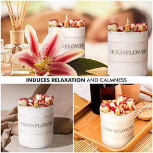 Moonflower Aromatherapy Candle Rebirth and Renewal Floral Candle Aromatic Luxury Candle for Home Decoration | Red & Pink Roses in White | Rose & Wood