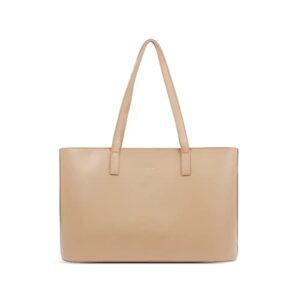 pixie mood kinsley 16.5 x 10.5 vegan leather work tote bag, sand