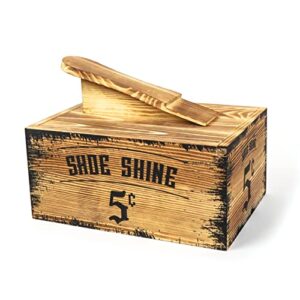 old & bold vintage wooden shoe shine box with foot rest – rustic wood box perfect for jewelry and antiques – gentleman’s box