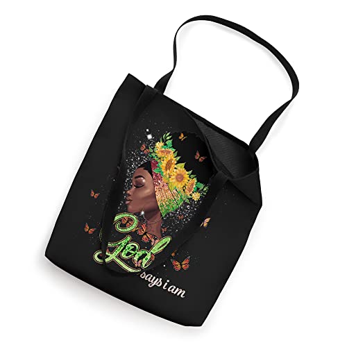 Sunflower Black Girl God Says I Am Butterflies Afro Woman Tote Bag