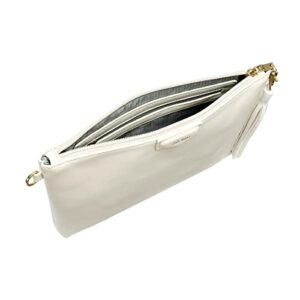 Pixie Mood Michelle 11 x 8.25 Vegan Leather Clutch, Coconut Cream