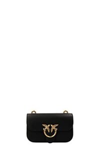pinko mini crossbody bag in black leather with gold lovebirds logo buckle and chain ​​shoulder strap 100048a0f1