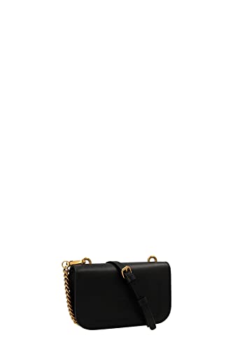 Pinko MINI CROSSBODY BAG IN BLACK LEATHER WITH GOLD LOVEBIRDS LOGO BUCKLE AND CHAIN ​​SHOULDER STRAP 100048A0F1
