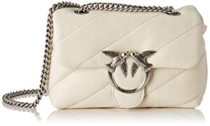 pinko crossbody bag in white puff leather with logo and silver chain ​​adjustable shoulder strap 100039a0f2