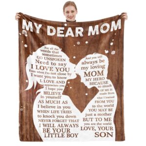 gifts for mom i love you mom blanket birthday christmas mothers day valentines gift for mother birthday gifts from son for mom unique happy birthday mom gift ideas throw blanket wood 50″ x 60″