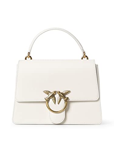 Pinko CROSSBODY BAG IN WHITE LEATHER WITH GOLD LOVEBIRDS LOGO BUCKLE AND CHAIN ​​SHOULDER STRAP 100066A0F1