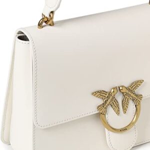 Pinko CROSSBODY BAG IN WHITE LEATHER WITH GOLD LOVEBIRDS LOGO BUCKLE AND CHAIN ​​SHOULDER STRAP 100066A0F1