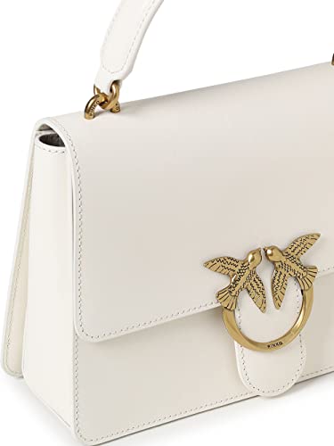 Pinko CROSSBODY BAG IN WHITE LEATHER WITH GOLD LOVEBIRDS LOGO BUCKLE AND CHAIN ​​SHOULDER STRAP 100066A0F1