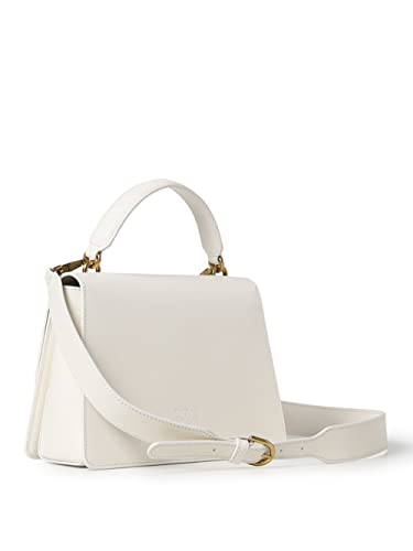 Pinko CROSSBODY BAG IN WHITE LEATHER WITH GOLD LOVEBIRDS LOGO BUCKLE AND CHAIN ​​SHOULDER STRAP 100066A0F1