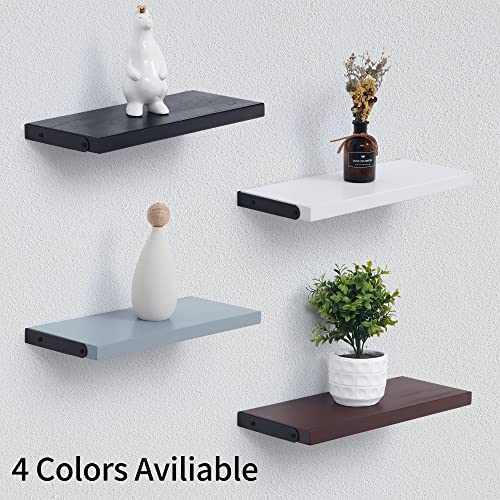 fuqing® White Floating Shelves Wall Mounted Set of 3, Wood Wall Shelves for Bedroom, Bathroom, Living Room, Kitchen, Laundry Room Storage & Decoration