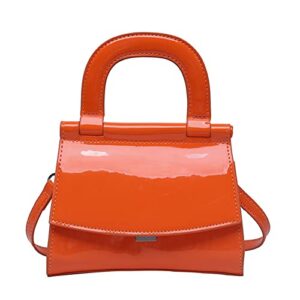 tngan women pu evening clutch patent leather handbag fashion candy color shoulder bag crossbody, orange large