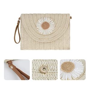 Danse Jupe Straw Shoulder Bag Wristlet Clutch Handbag Handwoven Envelope Crossbody Bag Casual Beach Handmade Bag for Women,Beige