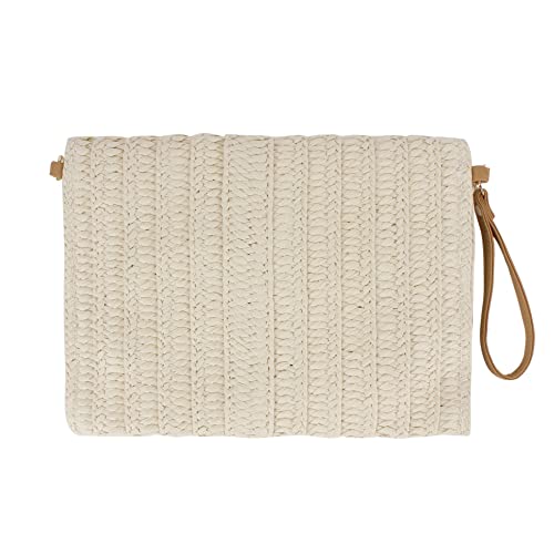 Danse Jupe Straw Shoulder Bag Wristlet Clutch Handbag Handwoven Envelope Crossbody Bag Casual Beach Handmade Bag for Women,Beige