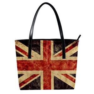 lifh leather handbag for women, tote bag shoulder hobo bags for dating shopping daily purses union jack vintage uk flag