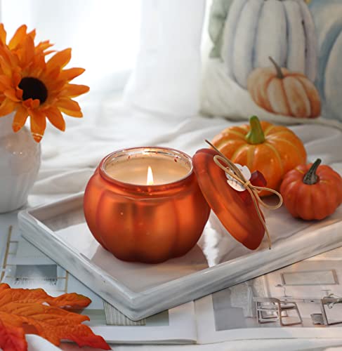 Pumpkin Spice Candle, 12oz Fall Scented Candle, Farmhouse Pumpkin Shaped Candle for Home