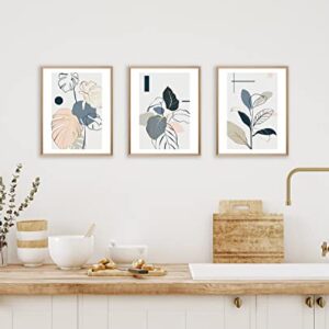 Botanical Wall Art Prints - Botanical Wall Decor Prints, Rainforest Boho Wall Art, Kitchen Plant Pictures, Bedroom Decor Modern Art Leaf Wall Art, Boho Gold Line Botanical Art Prints (8x10 in Unframed)