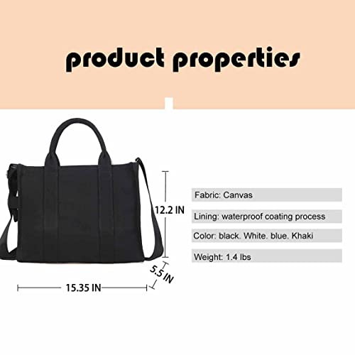 MOMEITU Ladies Handbags Large Capacity Tote Bags Shopping Bags Simple Tote Shoulder Bags Black Tote Bags (black)