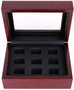 gfzylq ring holder box wooden championship storage box baseballcase jewelry organizer travel (9 holes)
