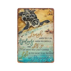 zzzrsyr funny novelty metal sign- life is short sea turtle funny – retro wall decor gift for man cave home gate garden bars cafes office store club 8 x 12 inch