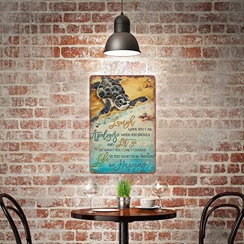 ZZZRSYR Funny Novelty Metal Sign- Life is Short Sea Turtle Funny - Retro Wall Decor Gift for Man Cave Home Gate Garden Bars Cafes Office Store Club 8 X 12 INCH