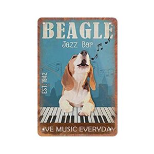 zzzrsyr funny novelty metal sign- beagle dog jazz ba – retro wall decor gift for man cave home gate garden bars cafes office store club 8 x 12 inch