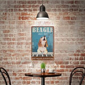 ZZZRSYR Funny Novelty Metal Sign- Beagle Dog Jazz Ba - Retro Wall Decor Gift for Man Cave Home Gate Garden Bars Cafes Office Store Club 8 X 12 INCH