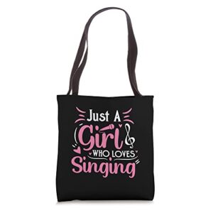 just a girl who love singing female singer women girls music tote bag