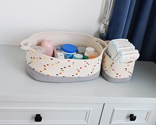 Set of 3 Small Woven Baskets | Nursery Basket Organizers and Storage | Nursery Basket for Dog Toy Basket | Cute Basket for Small Storage | Rope Nursery Storage Basket