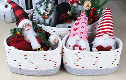 Set of 3 Small Woven Baskets | Nursery Basket Organizers and Storage | Nursery Basket for Dog Toy Basket | Cute Basket for Small Storage | Rope Nursery Storage Basket