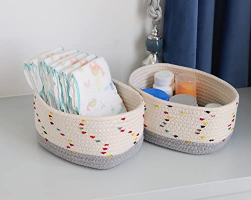 Set of 3 Small Woven Baskets | Nursery Basket Organizers and Storage | Nursery Basket for Dog Toy Basket | Cute Basket for Small Storage | Rope Nursery Storage Basket