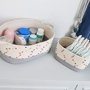 Set of 3 Small Woven Baskets | Nursery Basket Organizers and Storage | Nursery Basket for Dog Toy Basket | Cute Basket for Small Storage | Rope Nursery Storage Basket