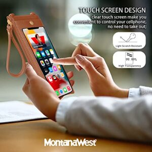 Montana West Cell Phone Purses Translucent Phone Bag Wristlet Clutch Wallets for Women Rainproof Phone Pouch MWC-139BR