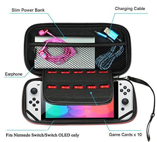 Pink Carry Case Made For Nintendo Switch/Switch OLED Console Custom Name Games with10 Games Cartridges Protective Travel Case for Gamers Kids Gift for Girls Women NC1