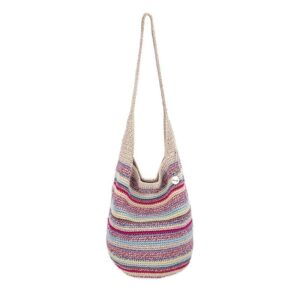 the sak 120 hobo bag in crochet, large purse with single shoulder strap, eden stripe