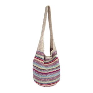 The Sak 120 Hobo Bag in Crochet, Large Purse with Single Shoulder Strap, Eden Stripe