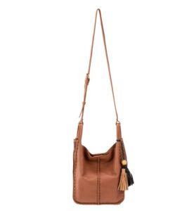 the sak los feliz crossbody bag in leather, large, unlined purse with single adjustable shoulder strap
