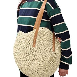 Block Garden Handmade Straw Shoulder Bag for Women Beach Bag Tote Handbag, 01 beige