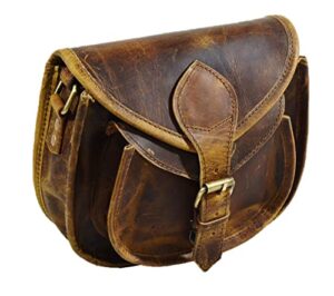satchel and fable handmade women leather vintage brown cross body shoulder bag (medium, brown)
