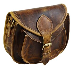 Satchel And Fable Handmade Women Leather Vintage Brown Cross Body Shoulder Bag (Medium, Brown)