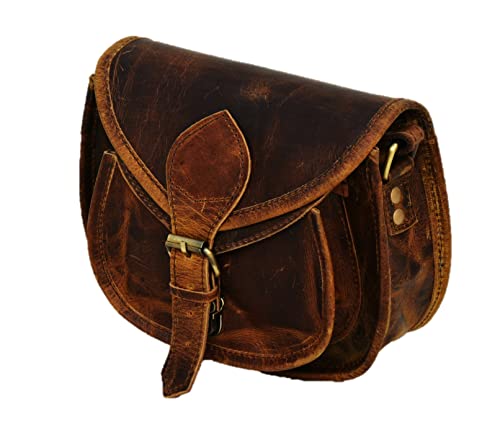 Satchel And Fable Handmade Women Leather Vintage Brown Cross Body Shoulder Bag (Medium, Brown)