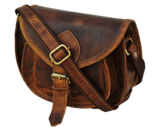 Satchel And Fable Handmade Women Leather Vintage Brown Cross Body Shoulder Bag (Medium, Brown)