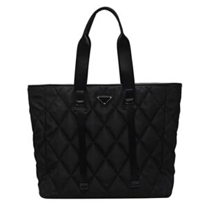 women’s tote bags autumn winter lady shoulder bag nylon handbags large capacity shopper bag (40cmx13cmx34cm,black)