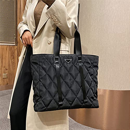 Women's Tote Bags Autumn Winter Lady Shoulder Bag Nylon Handbags Large Capacity Shopper Bag (40cmx13cmx34cm,Black)