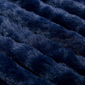 NANPIPER Faux Fur Blanket,Soft Fuzzy Blankets and Throws,Navy Blue 60"x80"