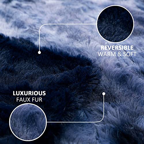 NANPIPER Faux Fur Blanket,Soft Fuzzy Blankets and Throws,Navy Blue 60"x80"