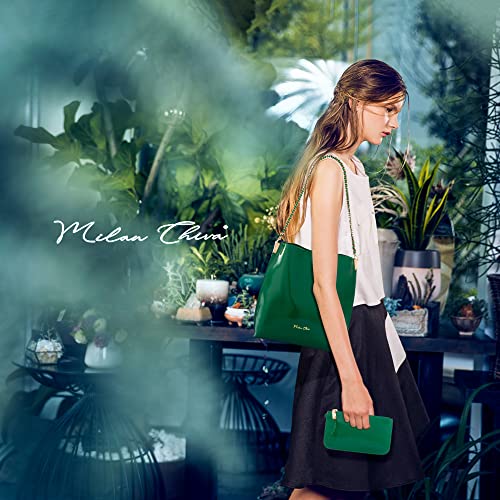 Milan Chiva Shoulder Bag for Women Shiny Hobo Purses and Handbags Designer Tote Bags with Mini Wallet MC-1023GN Green