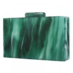 Acrylic Handbags for Women Marbling Purses Box Elegant Party Clutch Crossbody Bag for Lady Evening Prom Banquet (Dark Green)