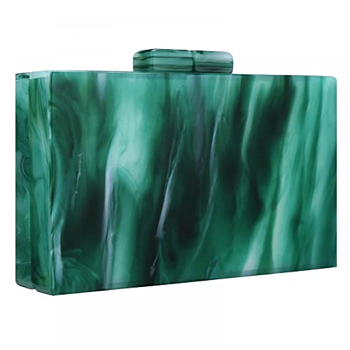 Acrylic Handbags for Women Marbling Purses Box Elegant Party Clutch Crossbody Bag for Lady Evening Prom Banquet (Dark Green)