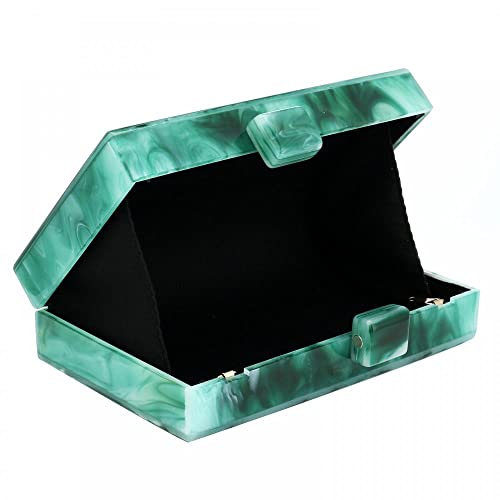 Acrylic Handbags for Women Marbling Purses Box Elegant Party Clutch Crossbody Bag for Lady Evening Prom Banquet (Dark Green)